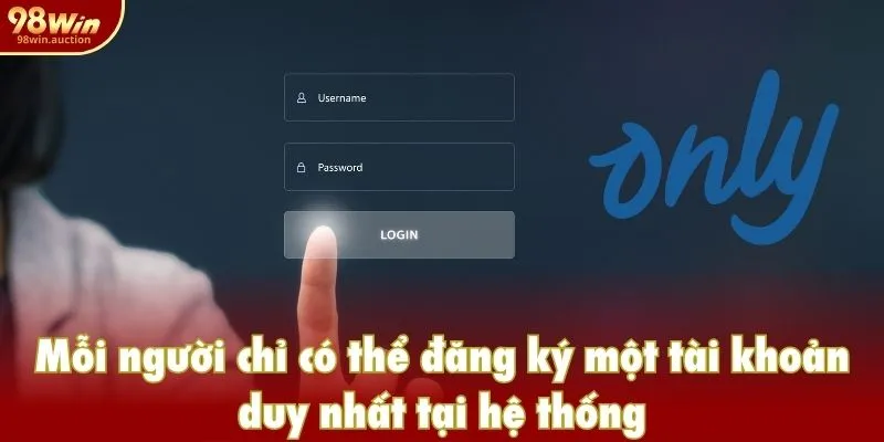 Mỗi người chỉ có thể đăng ký một tài khoản duy nhất tại hệ thống